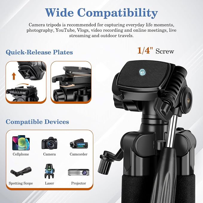 JOILCAN 75" Camera Tripod, Tripod - Image 8