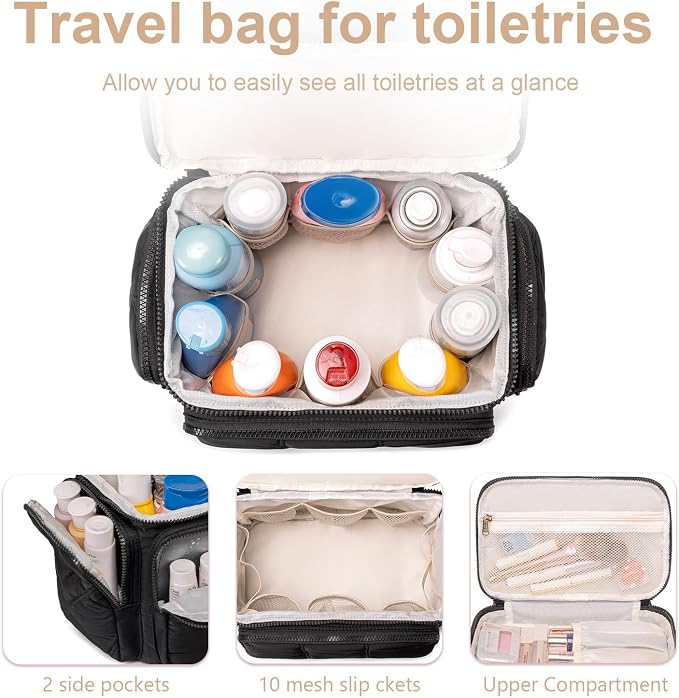 LEDAOU Toiletry Bag for Women, Quilted Travel Makeup Bag Organizer - Image 8