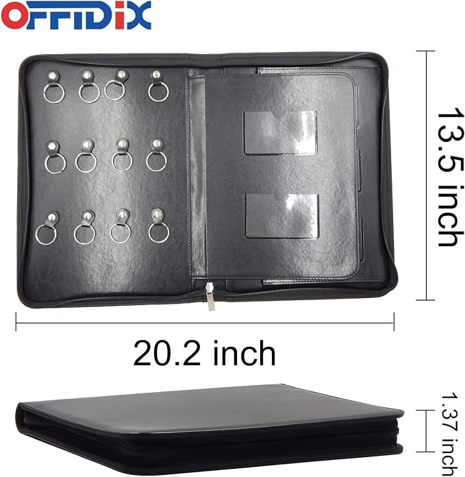 Leather Zippered Key Case, Key Organizer 12-Key Hooks Portable Key Cabinet - Image 3