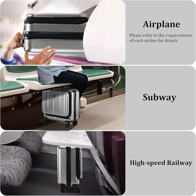 16 Inch Carry On Luggage with 2 Compartments - Image 7
