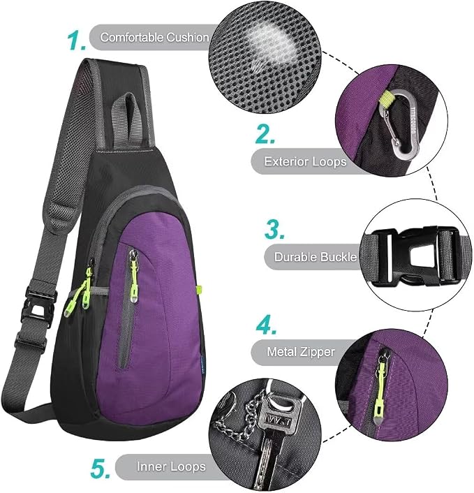 TITECOUGO Small Sling Bag, Lightweight Crossbody Backpack - Image 5