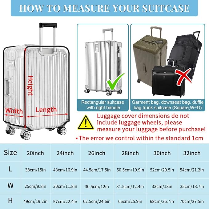 Yotako Clear PVC Suitcase Cover Protectors 26 Inch Luggage Cover - Image 5