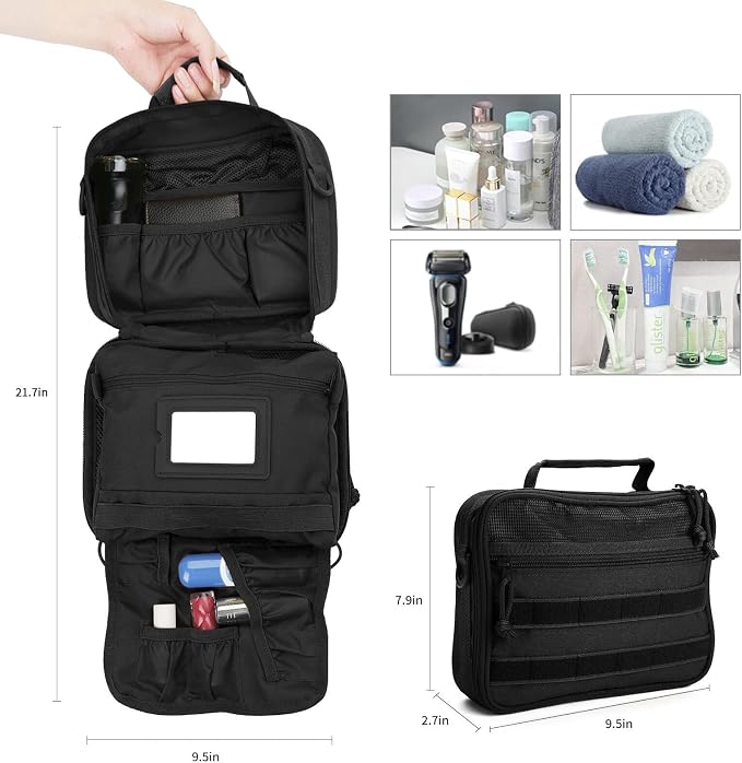 Travel Toiletry Bag for Men and Women, Hanging Travel Toiletries Organizer Dopp - Image 3
