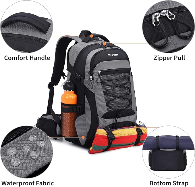 BOVIP 40L Hiking Backpack Waterproof Lightweight Daypack Travel Sports Camping - Image 4