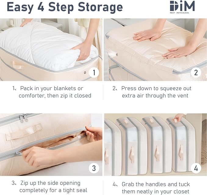 DIMJ Comforter Storage Bag - 100L Large Capacity Blanket Storage Compression - Image 5