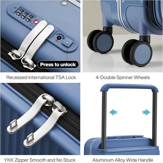 mixi Luggage Suitcases with Spinner Wheels 24'' Travel Luggage with Front - Image 4