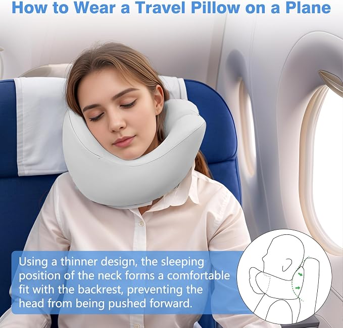 2 in 1 Neck Pillow Airplane, Ergonomic Memory Foam Travel Neck Pillow, Travel - Image 2