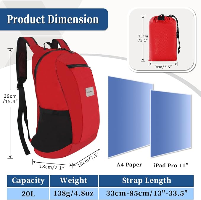 Hiking Daypack - Lightweight & Water-Resistant Portable Backpack - Image 7