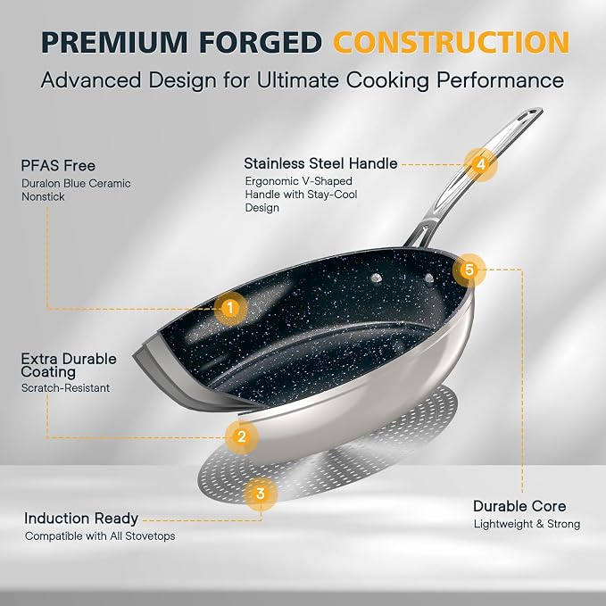 Nuwave 3-Piece 8”, 12” Forged Lightweight Frying Pan Set, G10 Healthy Duralon - Image 6