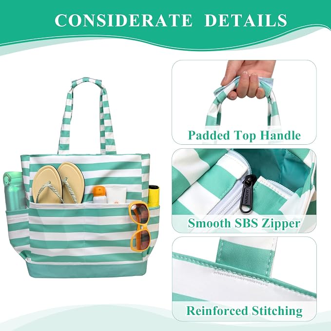 VASCHY Beach Bag for Women, Large Waterproof Sandproof Fold-able Packable Pool - Image 4