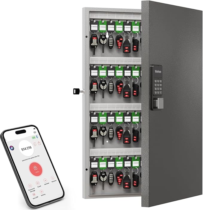 96 Key Lock Box Wall Mount, Smart Key Cabinet One Time Password/APP by DiDiHere