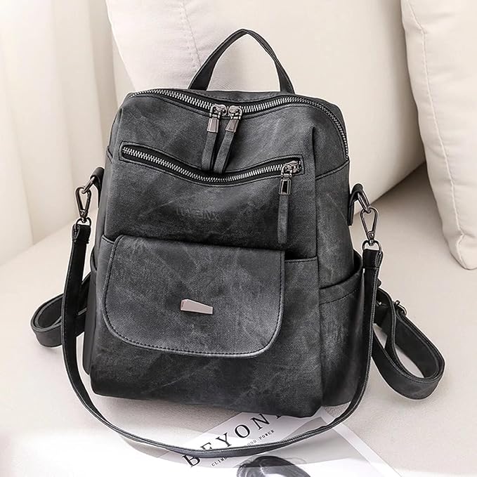 PU Leather Backpack Purse for Women Fashion Multipurpose Design Handbag Ladies - Image 4