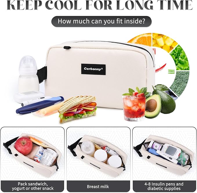 Cerbonny Mini Cooler Bag, Freezable Lunch Bag & Snack Bag, Insulated Bag - Image 4