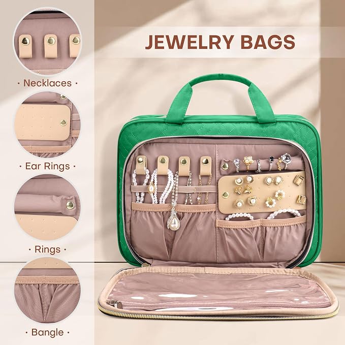 Toiletry Bag for Women with Jewelry Organizer Compartment, Travel Makeup - Image 3
