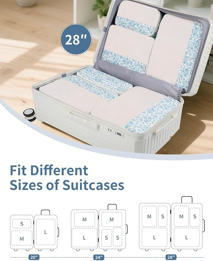 Narwey 7 Set Floral Packing Cubes - Image 3