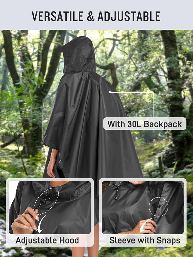 SaphiRose Hooded Rain Poncho Waterproof Raincoat Jacket - Image 6