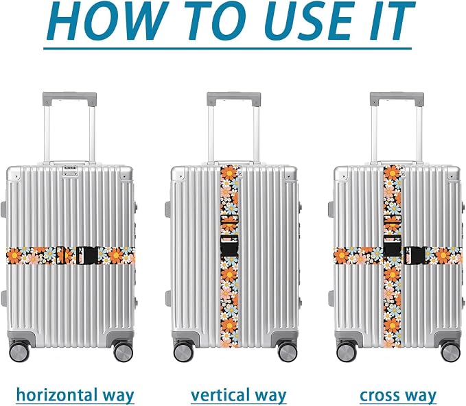 Orange Daisy Luggage Straps for Suitcases TSA Approved, Luggage Identifiers for - Image 4