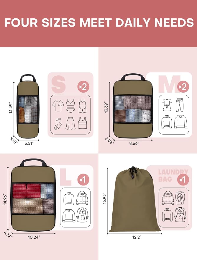 6 PCS Set Compression Packing Cubes - Image 2