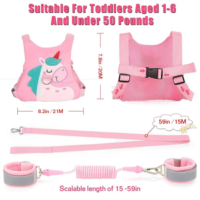 Toddler Leash-Baby Walking Safty Harness and Child Anti Lost Wrist Link - Image 2