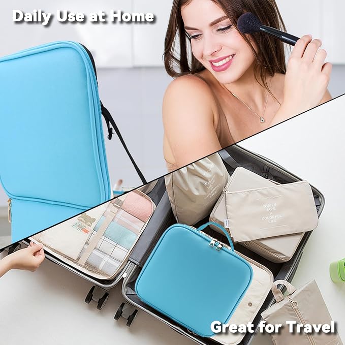 Travel Makeup Bag with LED Mirror and 10x magnifying glass with 3 Lighted - Image 6