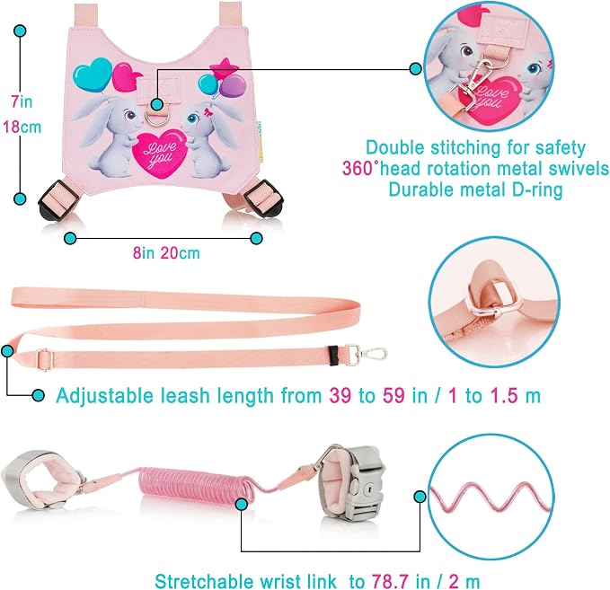 Toddler Leash Harness Kid Leash Child Safety Harness Baby Leash Anti Lost Ages - Image 2