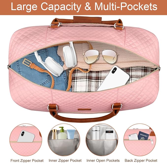 Weekender Bag for Women, Travel Duffel Bag Carry On Overnight Bag - Image 4