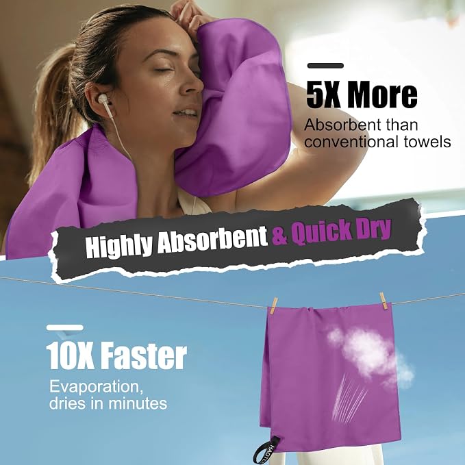 Quick Dry Travel Towel, 3 Sizes 1 Pack Camping Microfiber Towel, Lightweight - Image 4