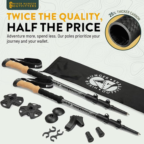 100% Carbon Fiber Trekking Poles by USA Brand - Image 2