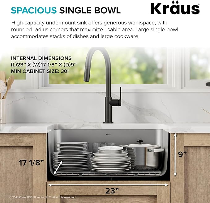KRAUS Dex 25-inch Undermount 16 Gauge Stainless Steel Single Bowl Kitchen Sink - Image 4
