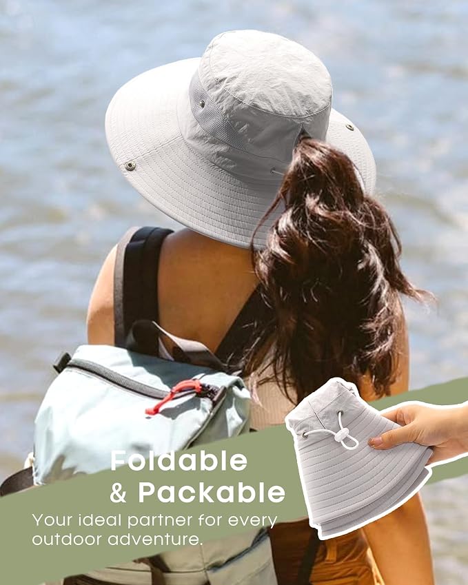 FURTALK Womens Sun Hat with Ponytail Hole Beach Hiking Summer Wide Brim UPF 80+ - Image 4