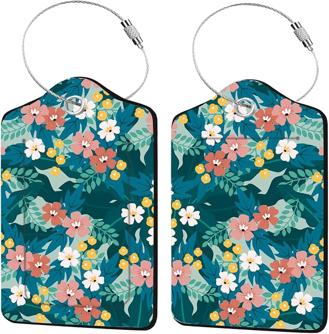 2 Pcs Floral Luggage Tag for Suitcases by Unknown