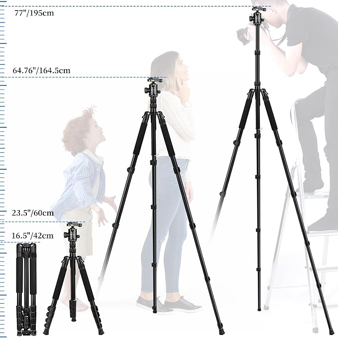 VICTIV 78" Tripod for Camera, Tall DSLR Tripod & Monopods, Professional Heavy - Image 4