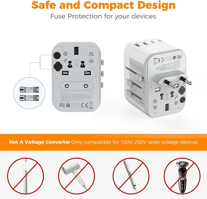 TESSAN Universal Travel Adapter 21W, International Plug Adaptor - Image 6