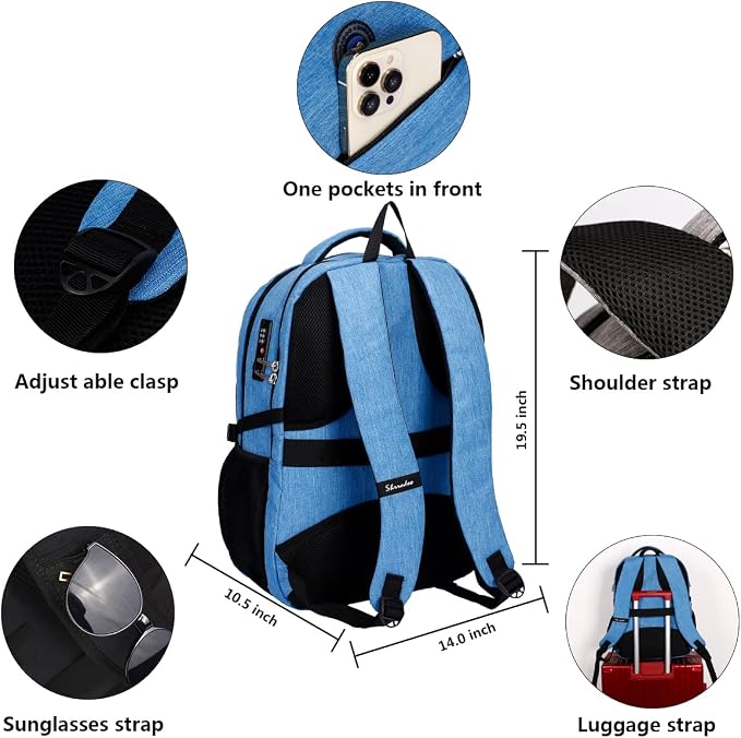SHRRADOO Anti Theft Laptop Backpack Travel Backpacks - Image 4