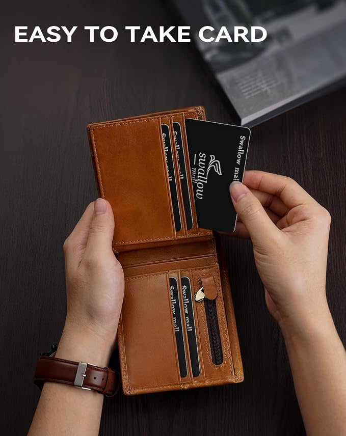 Swallowmall Mens Wallet Rfid Blocking Genuine Leather Bifold Wallets - Image 4