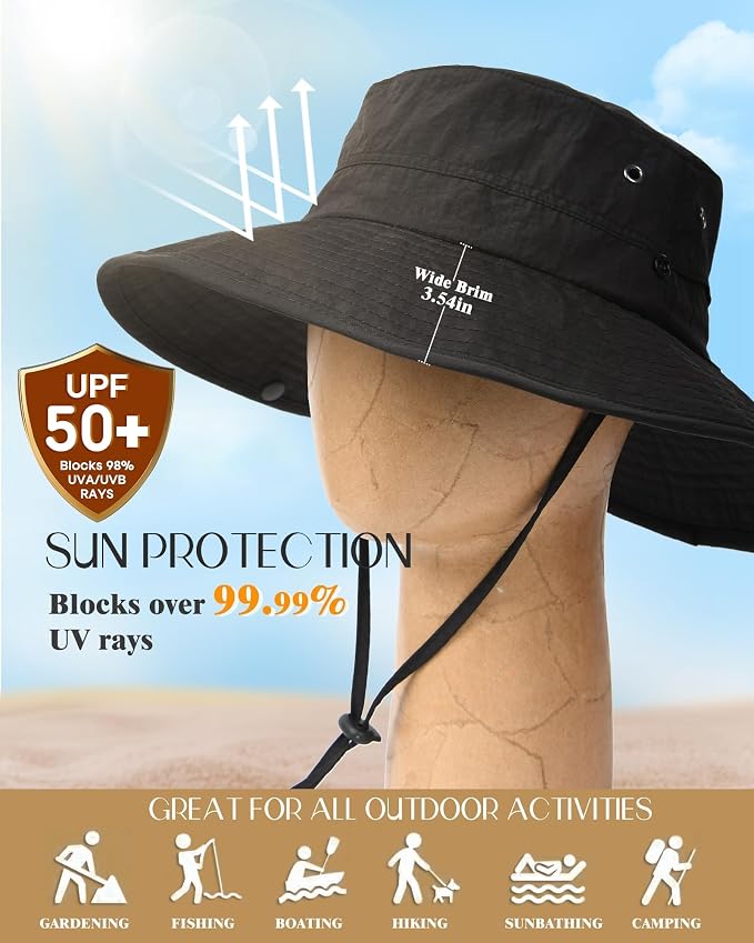 FURTALK Sun Hats for Women Ponytail UPF 50+ Beach Summer Hat Wide Brim Packable - Image 7