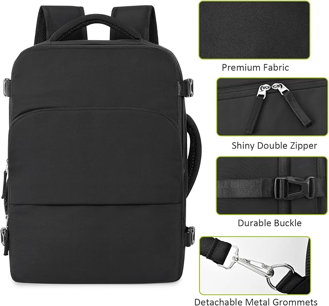 Travel Backpack for Women Men, Travel Laptop Backpack w/USB Charging Port - Image 5