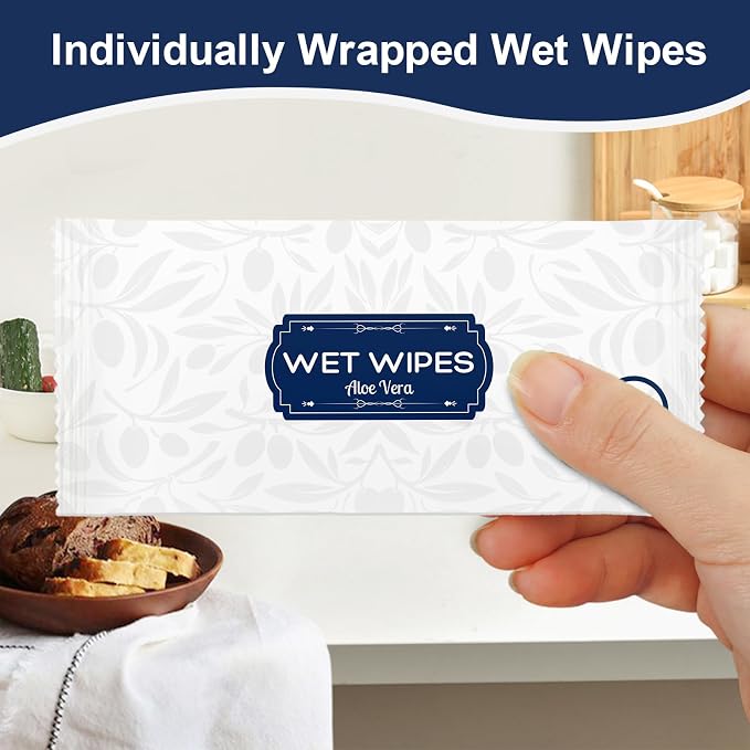 200 Pcs Wet Wipes Individually Wrapped, Aloe Vera Hand Wipe, Disposable Skin - Image 4