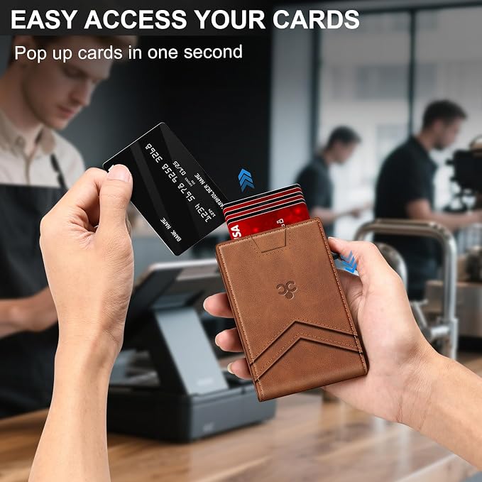 Wallet for Men Wallet with Slim Pop Up Card Holder for 12-14 Cards, RFID - Image 4