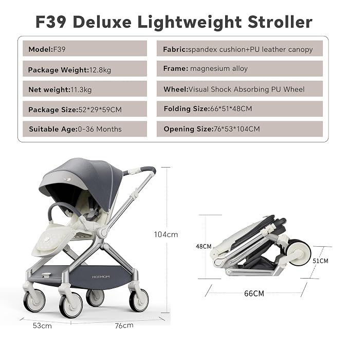 Hot Mom Baby Lightweight Stroller, Intelligent Seat Reversing，Double Brake and - Image 6