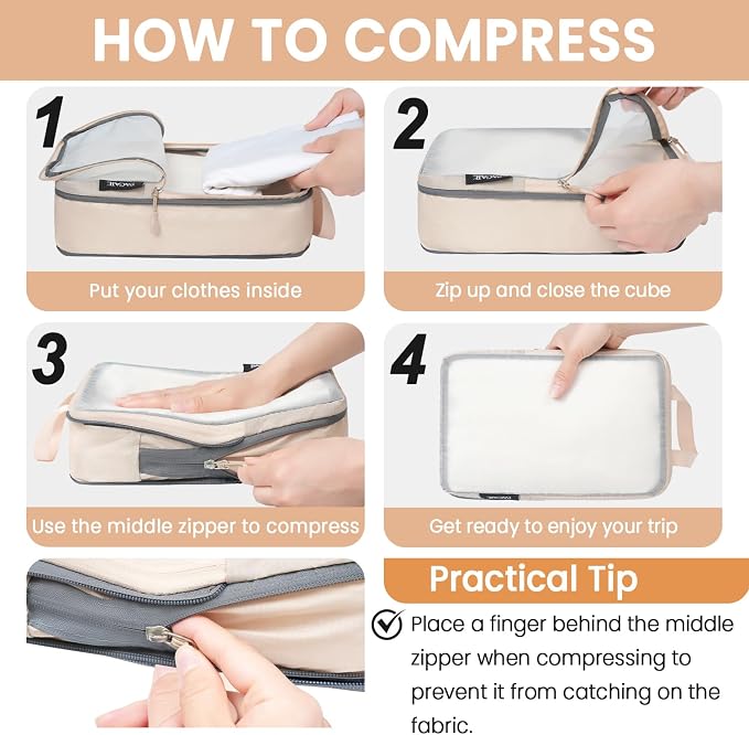 BAGAIL 6 Set Ultralight Compression Packing Cubes Packing Organizer - Image 4