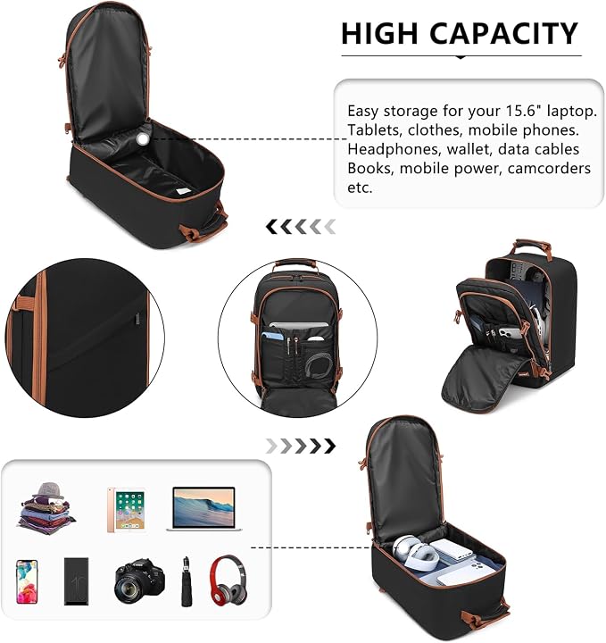 Kono Carry on Backpack, Waterproof Lightweight Daypack - Image 4