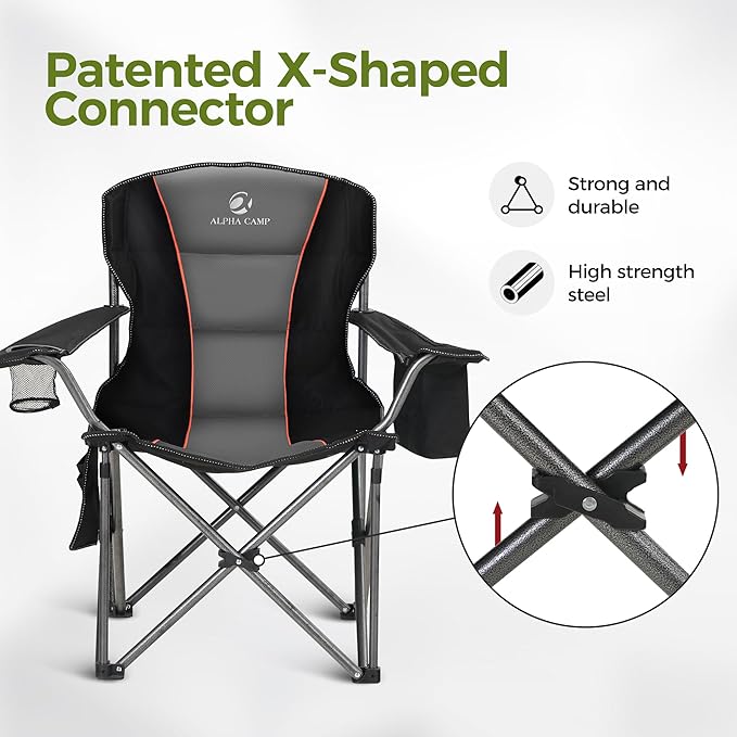 ALPHA CAMP Oversized Camping Chair Heavy Duty Lawn Chair - Image 5