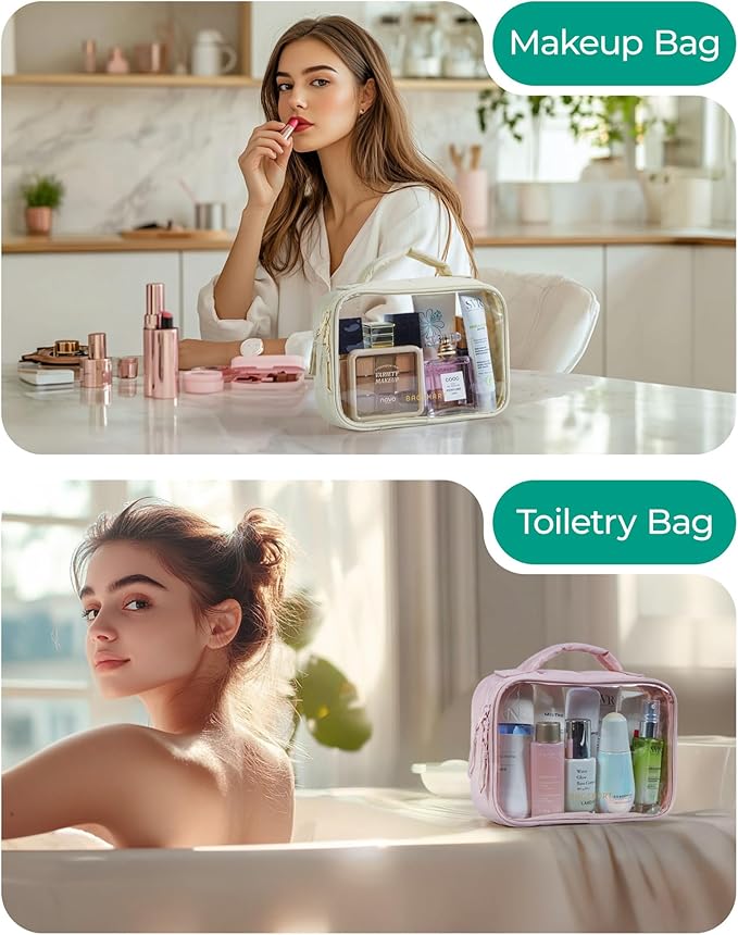 BAGSMART Clear TSA Approved Toiletry Bag, 2 Pack Travel Makeup Quart Size - Image 6