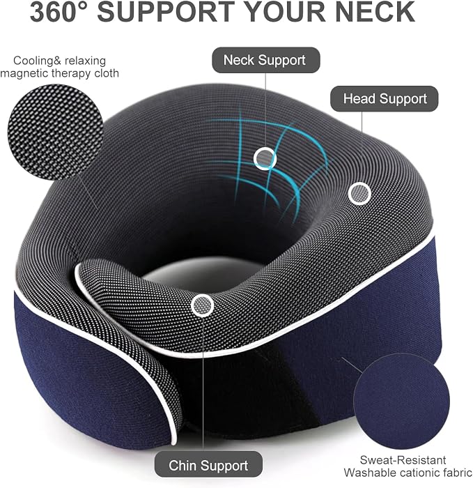 Travel Neck Pillow, Best Memory Foam Airplane Pillow - Image 2