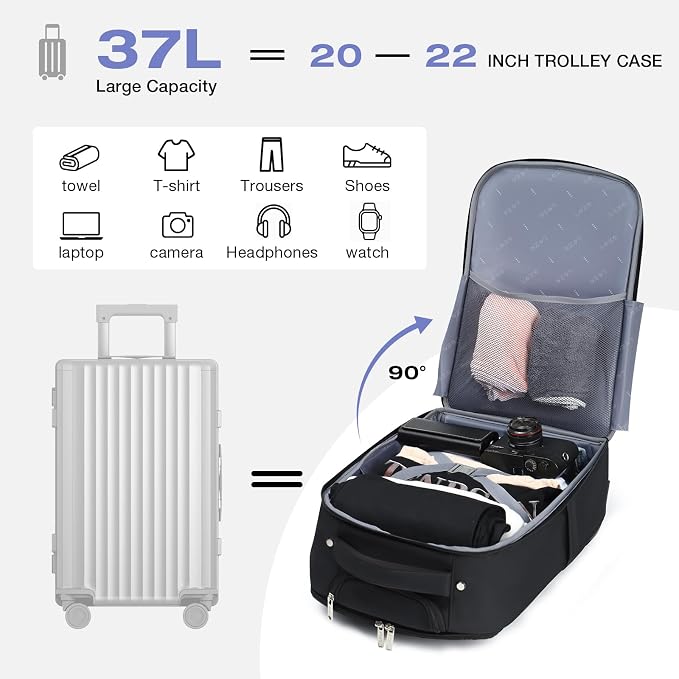 Rolling Backpack for Adults, 17 Inch Waterproof Underseat Carry On Luggage - Image 2