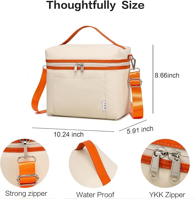 NOL Insulated Lunch Bags for Women Cooler Bag Lightweight Nylon Waterproof - Image 2