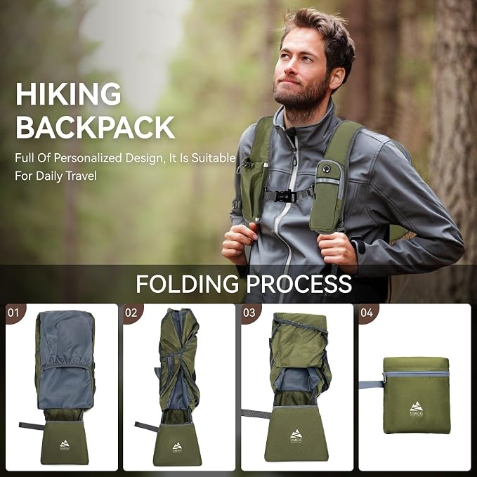 15L Small Hiking Backpack for Men Women Lightweight Packable Backpack Foldable - Image 6