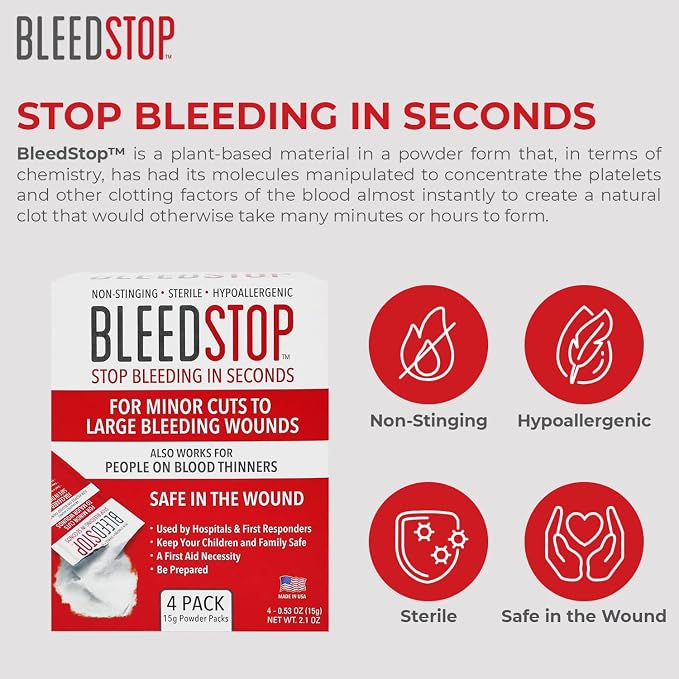 BleedStop First Aid Powder for Blood Clotting, Trauma Kit, Blood Thinner - Image 2