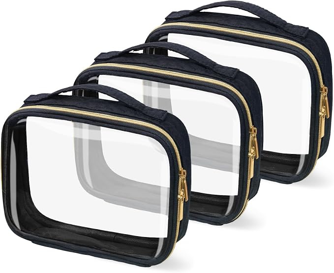 TSA Approved Travel Toiletry Bag, 3 Pack Clear Makeup Bags by FAYORORY
